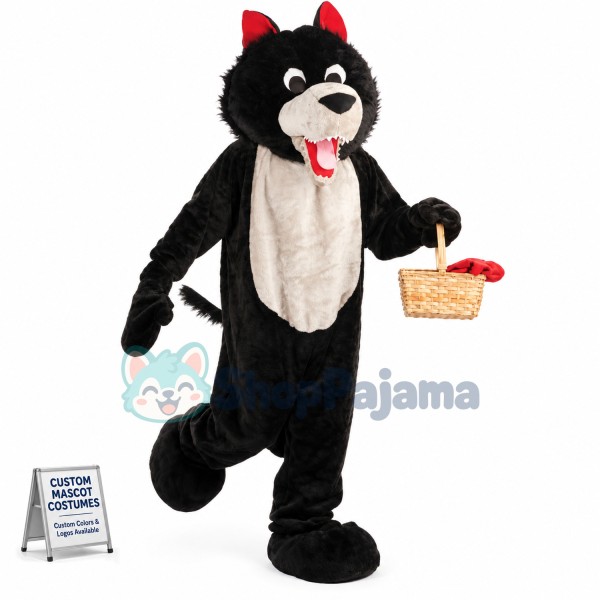 Black Wolf Mascot Costume 