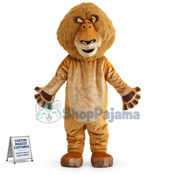 Alex Lion Plush Adult Mascot Costume