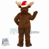 Cute Brown Mascot Costume Deer with Santa Hat