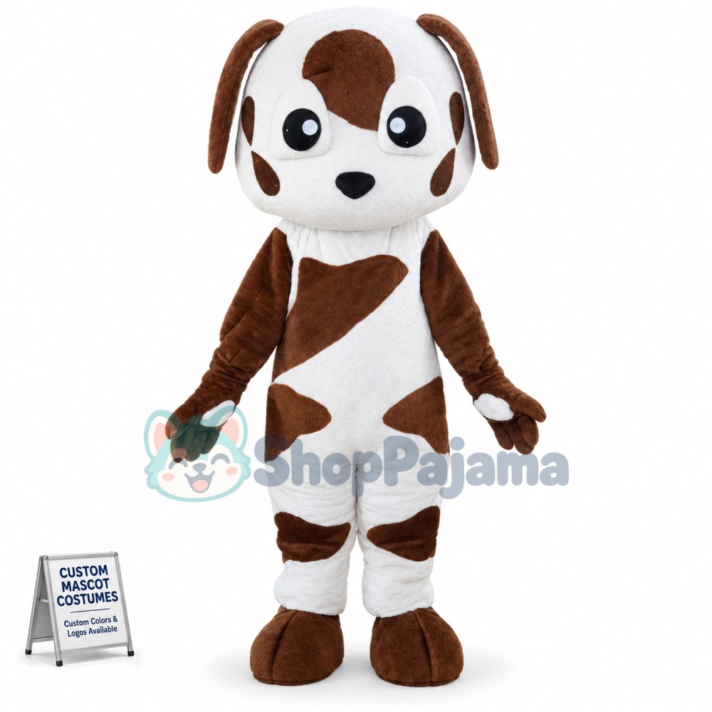 Baby Brown and White St Bernard Dog Mascot Costume
