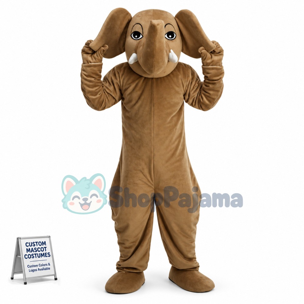 Brown Elephant Masot Costume 
