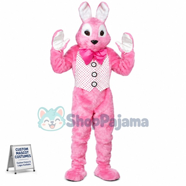 Adult Pink Bunny Mascot Costume