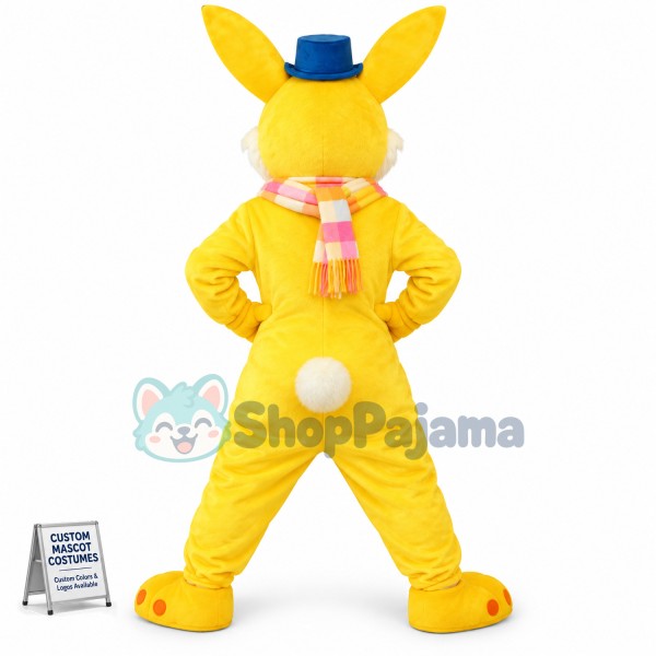 Yellow Rabbit Short Plush Adult  Mascot Costume