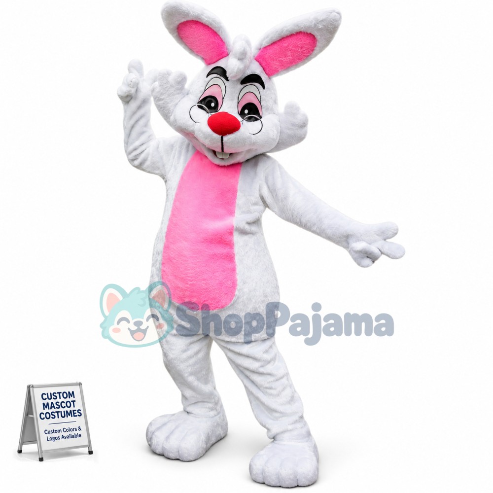 Glasses Easter Bunny Mascot Costume