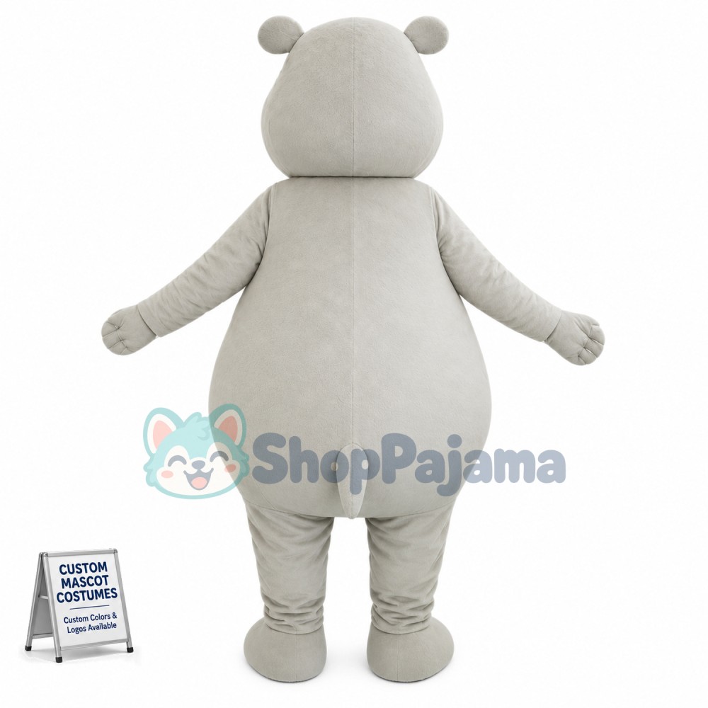 Big Fat Grey Hippo Mascot Costume