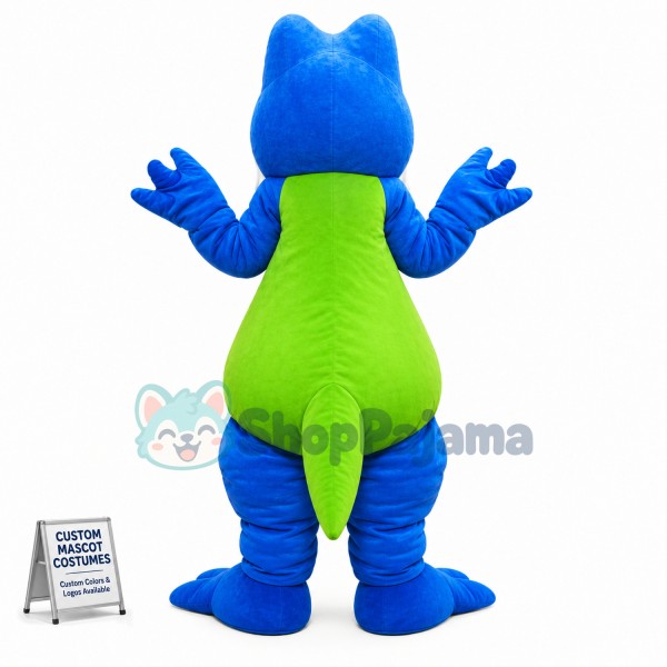 Adult Blue Green Dinosaur Mascot Costume