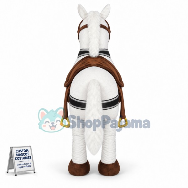 2 Person White Horse Mascot Costumes
