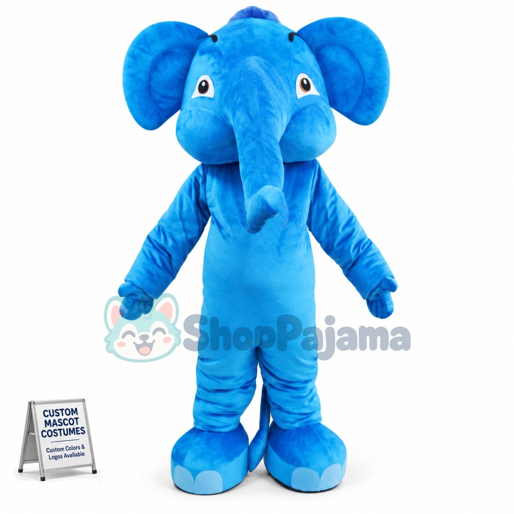 Blue Adult Elephant Mascot Costume
