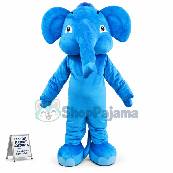 Blue Adult Elephant Mascot Costume