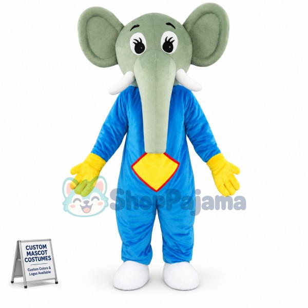 Blue Body Elephant Mascot Costume