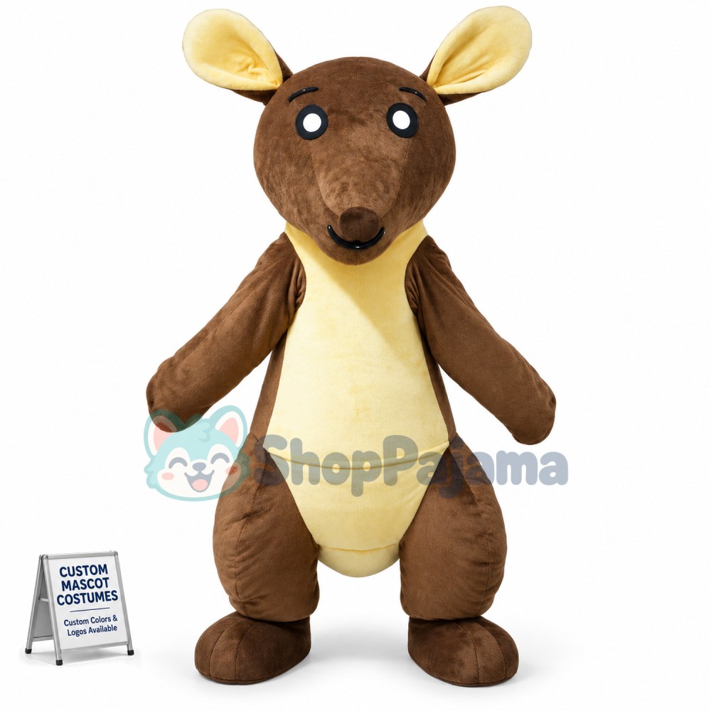 Brown & Yellow Kangaroo Mascot Costume