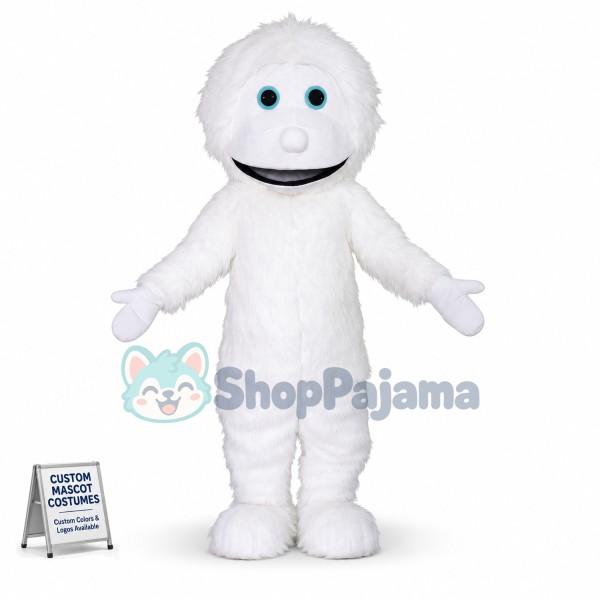 Cute White Yeti Mascot Costume