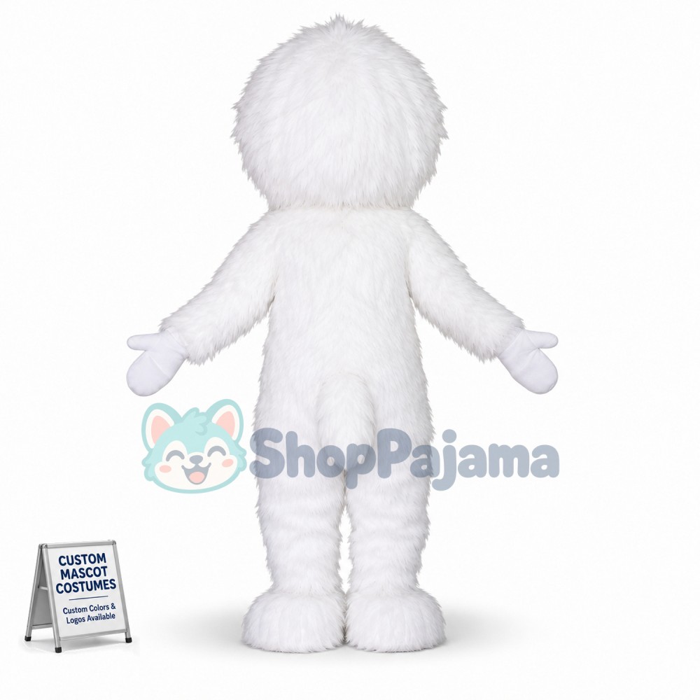 Cute White Yeti Mascot Costume