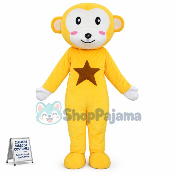Yellow White Monkey Mascot Costume