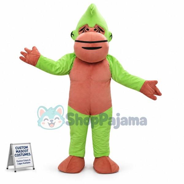 Green and Brown Chimpanzee Mascot Costume