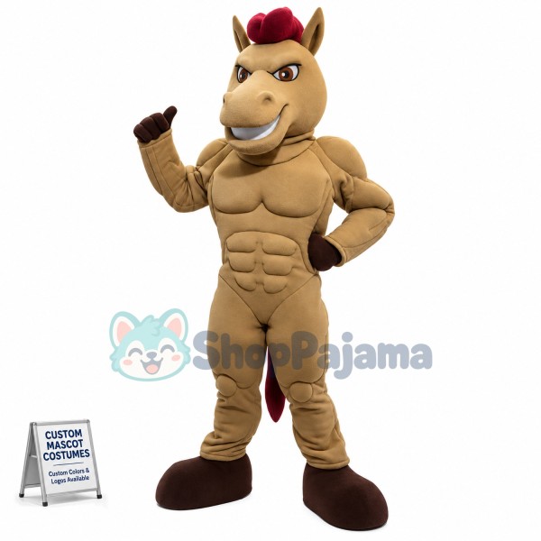 Brown Power Mustang Mascot Costume