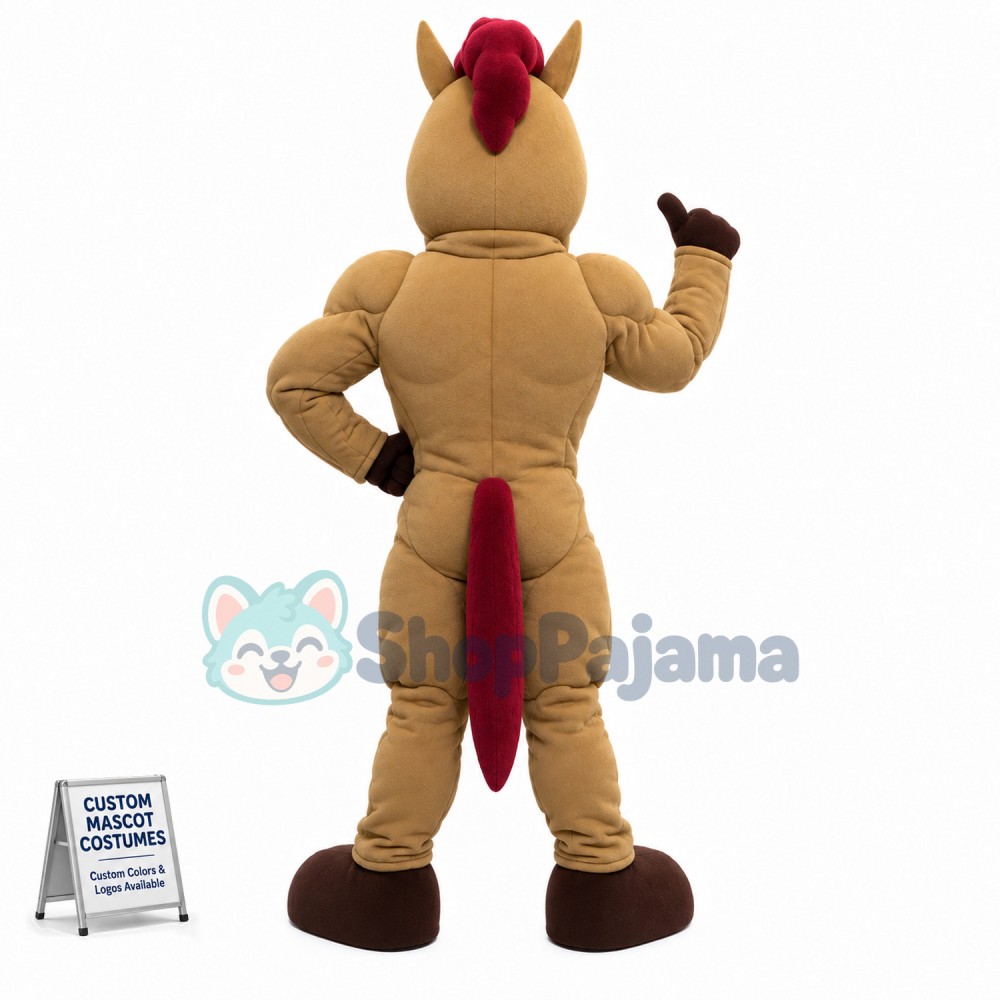 Brown Power Mustang Mascot Costume