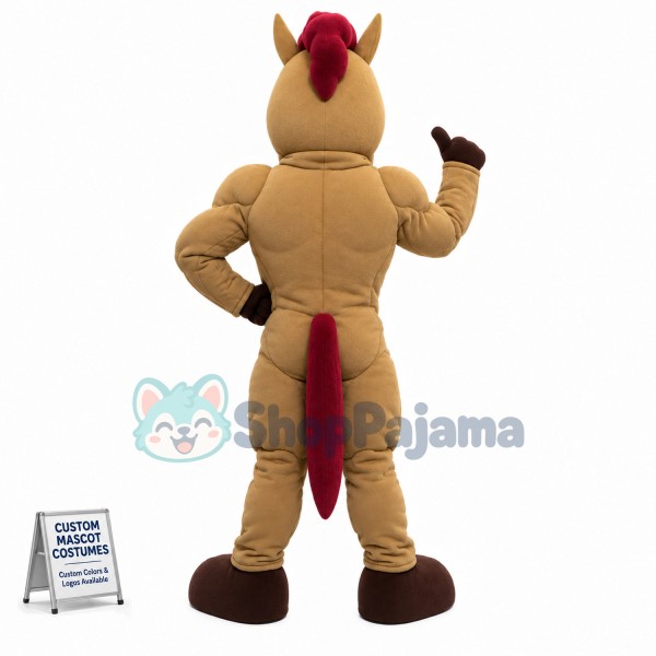 Brown Power Mustang Mascot Costume