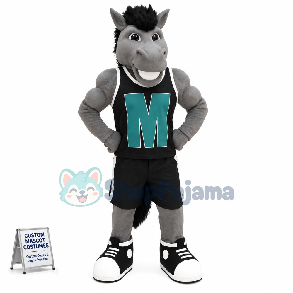 Grey Power Mustang Mascot Costume