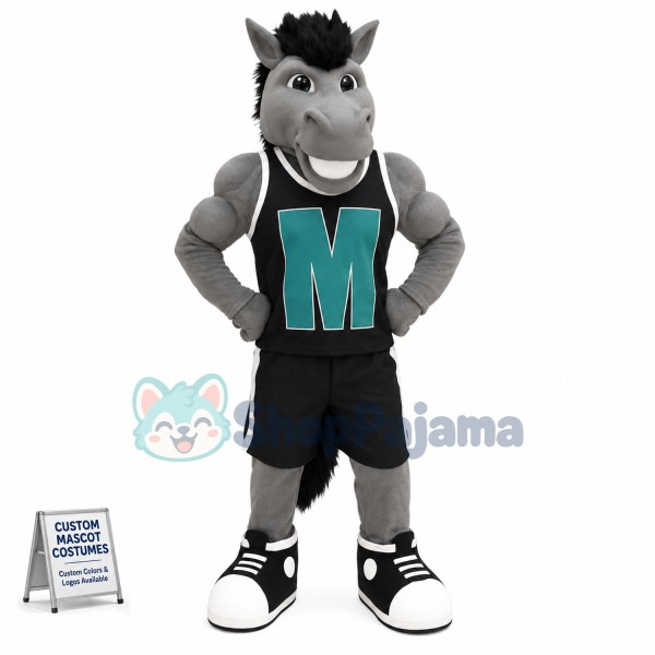 Grey Power Mustang Mascot Costume