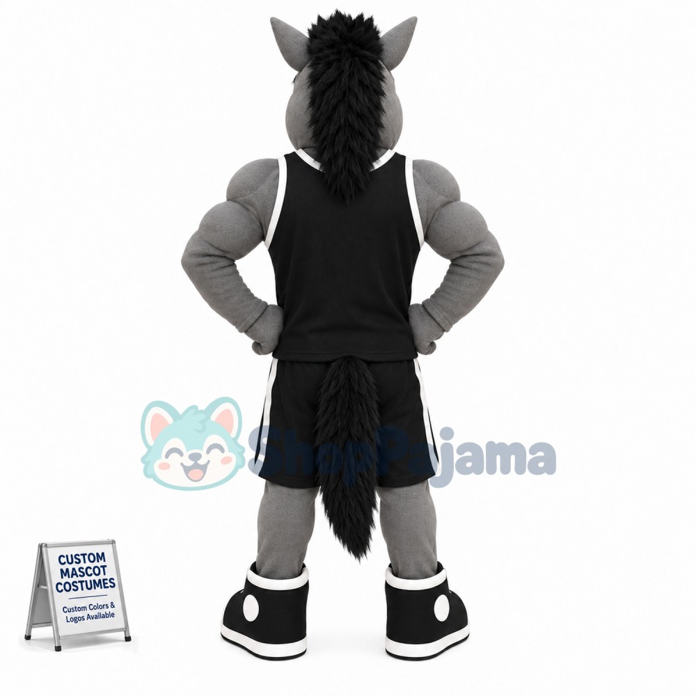 Grey Power Mustang Mascot Costume