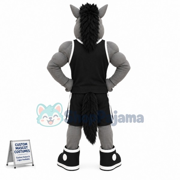 Grey Power Mustang Mascot Costume