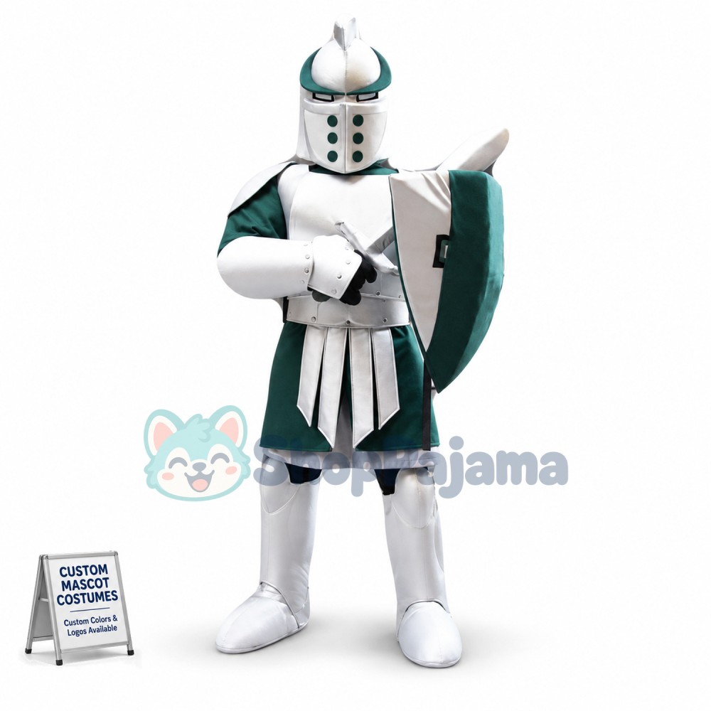 Silver Green Spartan Titan Trojan Mascot Costume