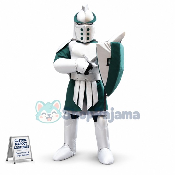 Silver Green Spartan Titan Trojan Mascot Costume