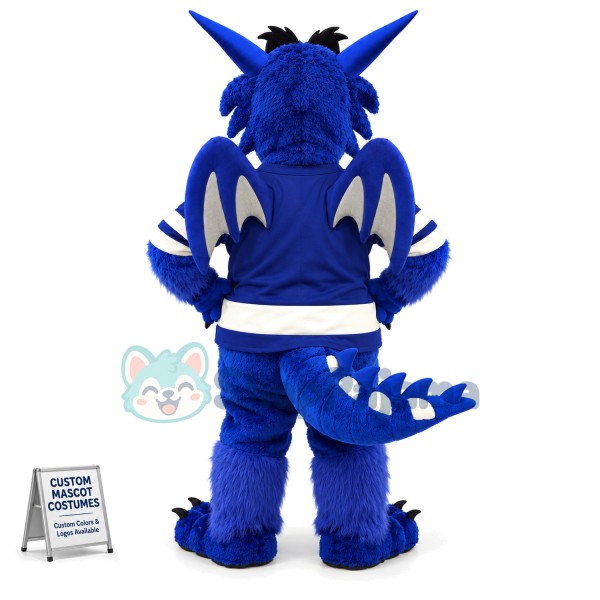Blue Happy Dragon Mascot Costume