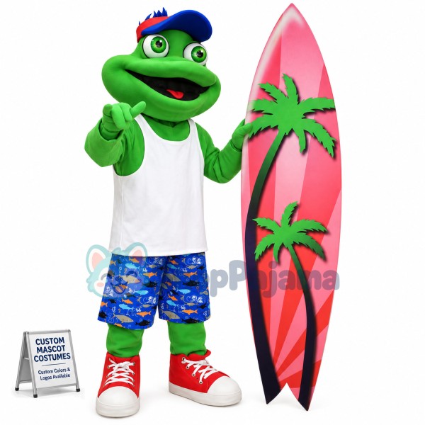Surfer Frog Mascot Costume