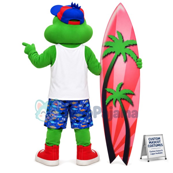 Surfer Frog Mascot Costume
