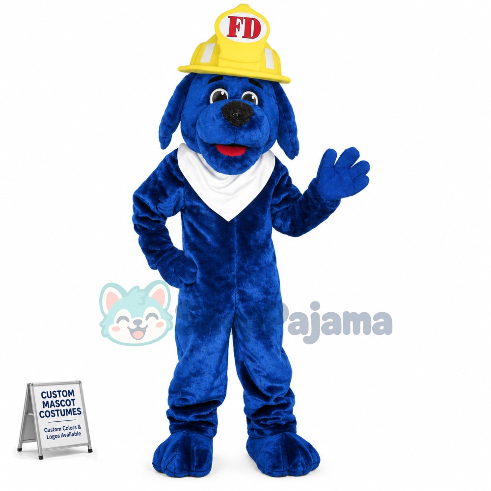 Blue Fire Dog Mascot Costume