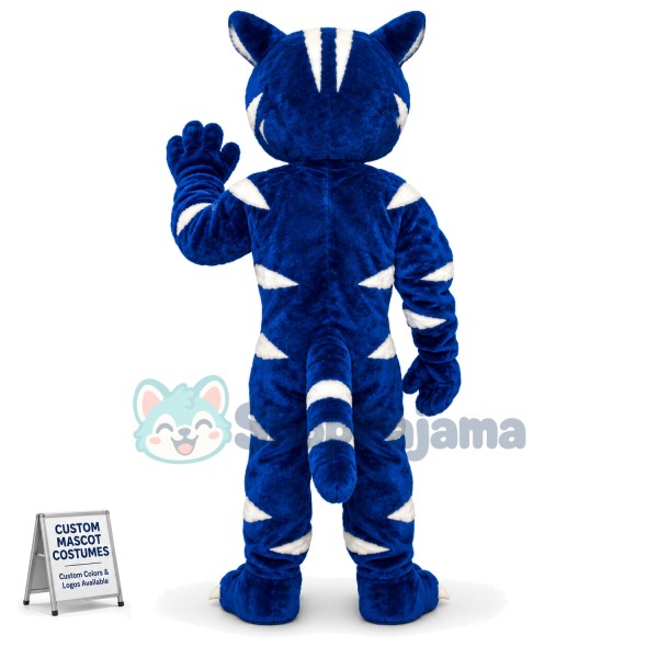 Blue & White Wild Cat Mascot Costume
