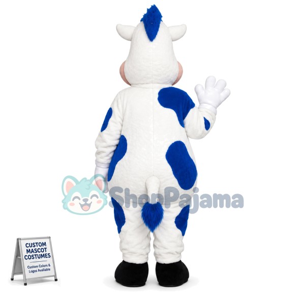 Blue & White Cow Mascot Costume