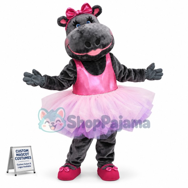 Ballerina Hippo Mascot Costume