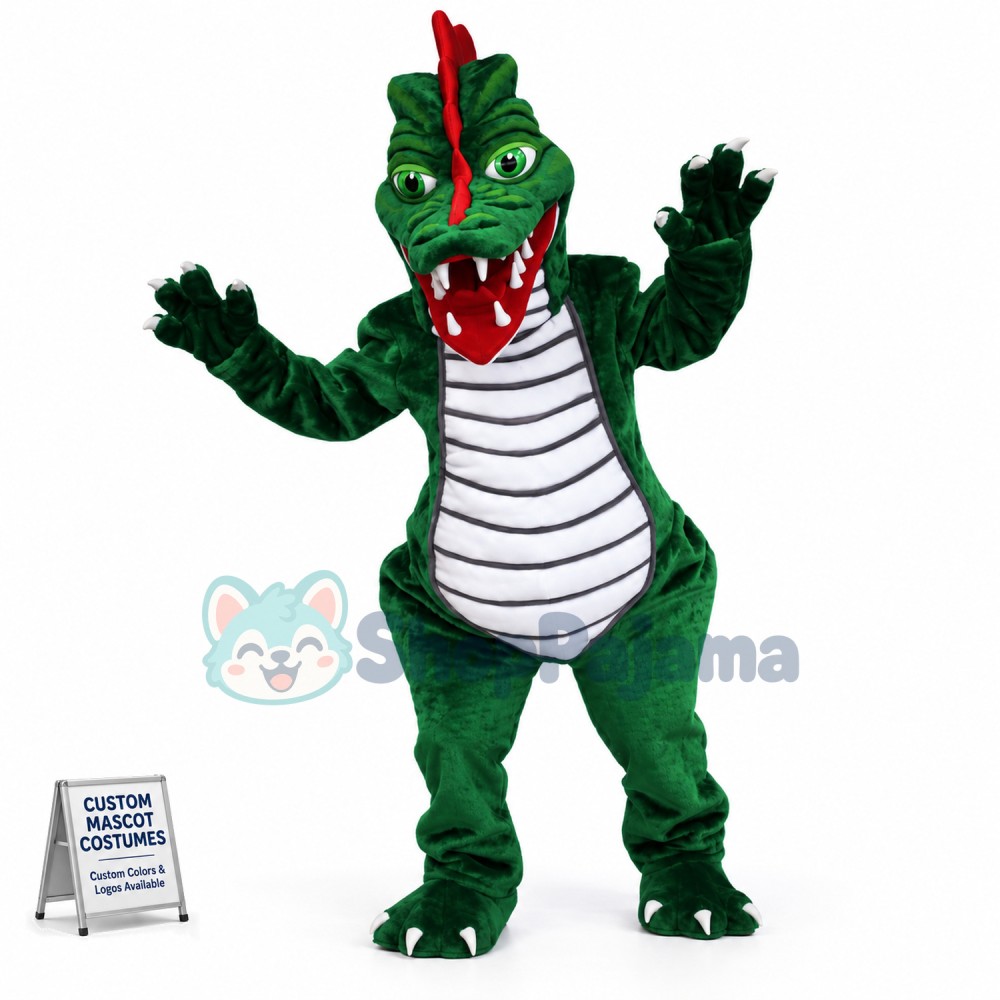 Green Dragon Mascot Costume 
