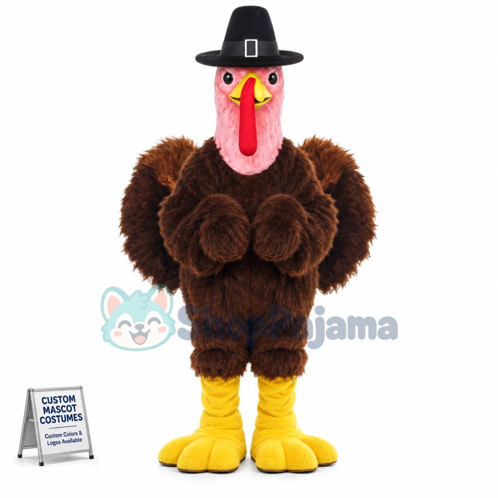 Pink Head Turkey Mascot Costume