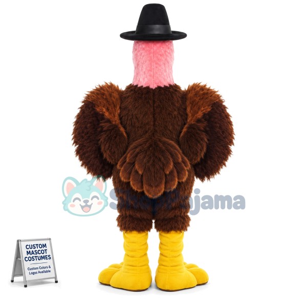 Pink Head Turkey Mascot Costume