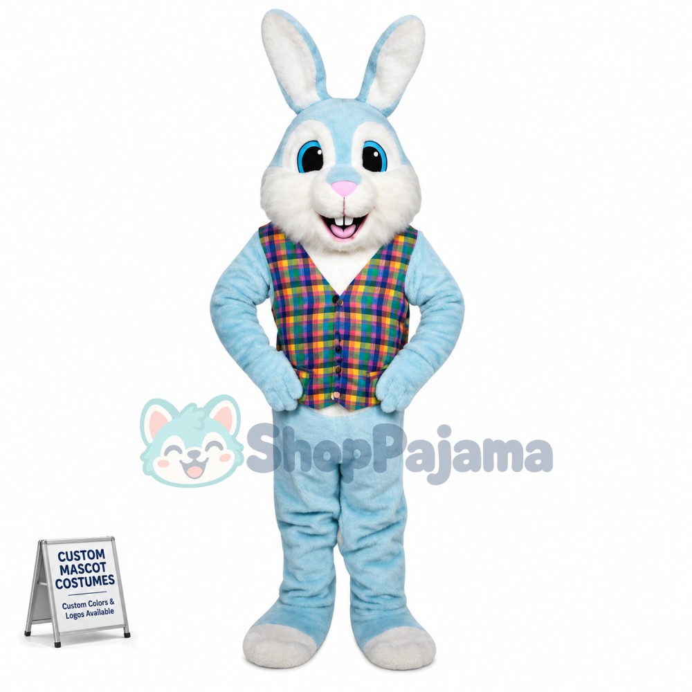 Blue Easter Bunny Mascot Costume