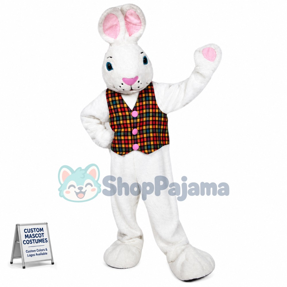 White Easter Bunny Mascot Costume
