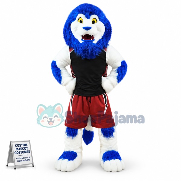Blue Sport Lion Mascot Costume