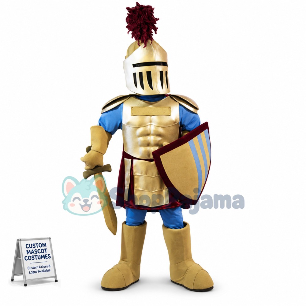 Blue &  Golden Knight Mascot Costume