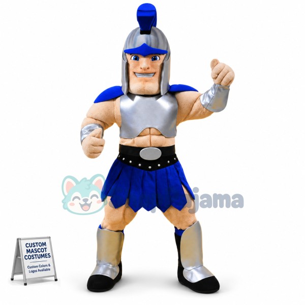 Blue Spartan Mascot Costume