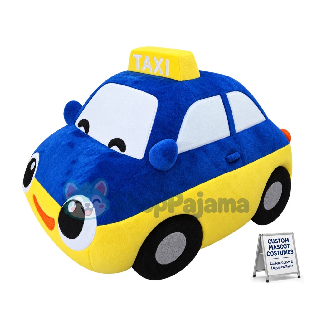 Blue Taxi Car Mascot Costume