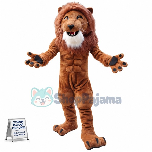 Strong Muscle Lion Mascot Costume