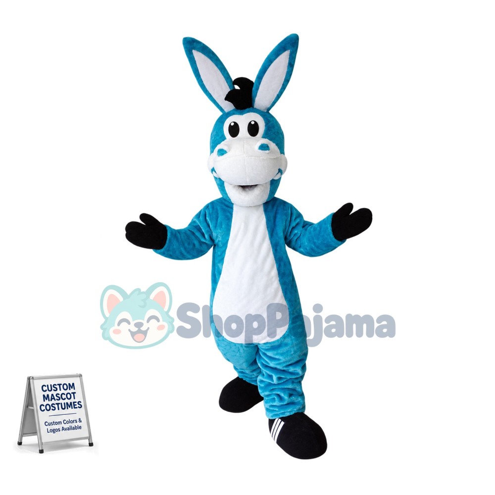 Blue Donkey Mascot Costume