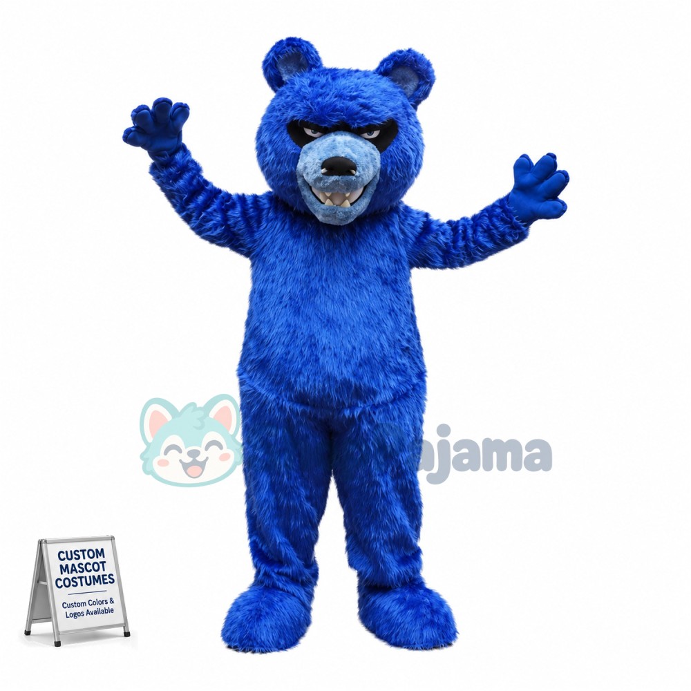 Blue Fierce Bear Mascot Costume