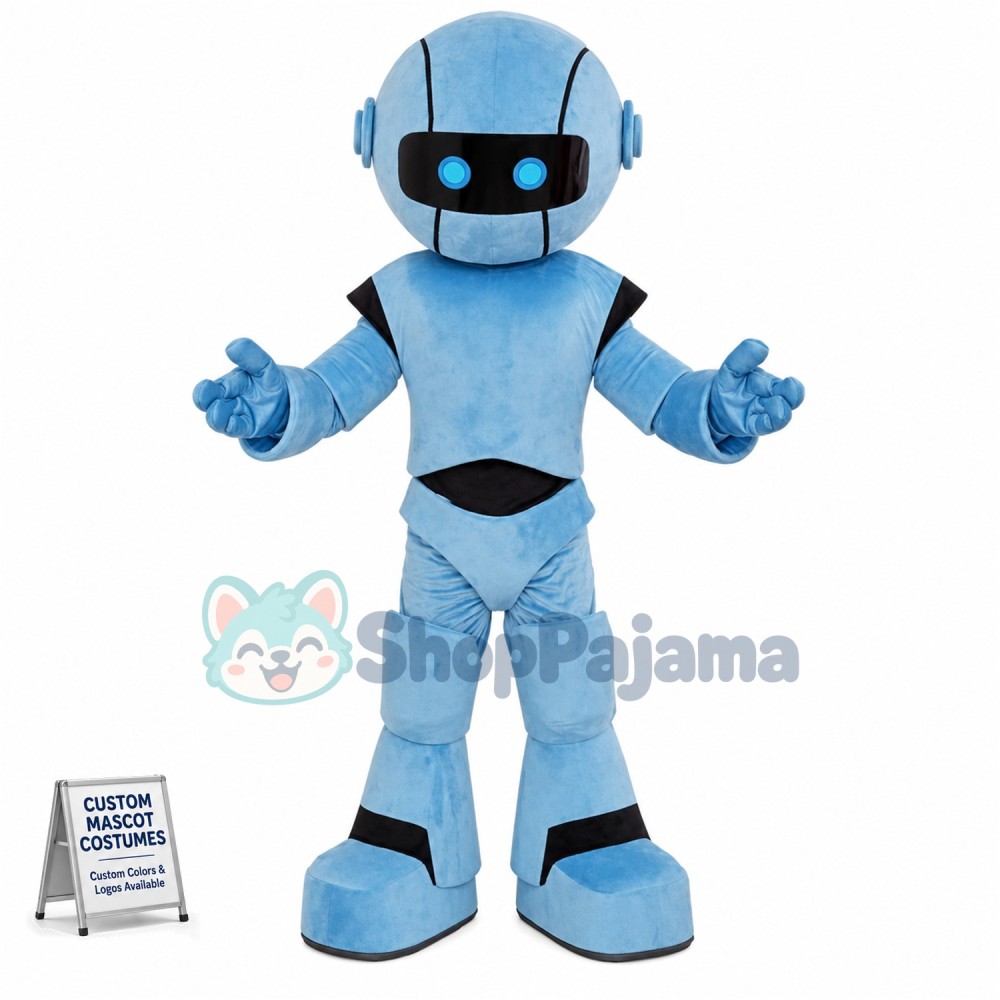 Blue Robot Mascot Costume