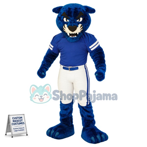 Superb Blue Panther Mascot Costume