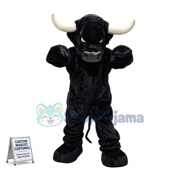 Superb Black Bull Mascot Costume